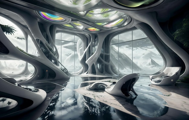 Estadio scif fondo futurista libre de la arquitectura exterior imagen de IA concepto futuro