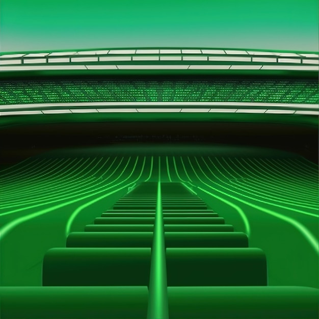 Un estadio verde con un fondo verde y un estadio verde