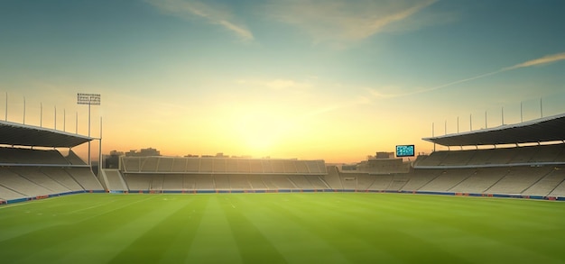 estadio con vista al atardecer