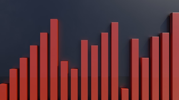 Estadística empresarial gráfico de barras o gráfico en 3D Render