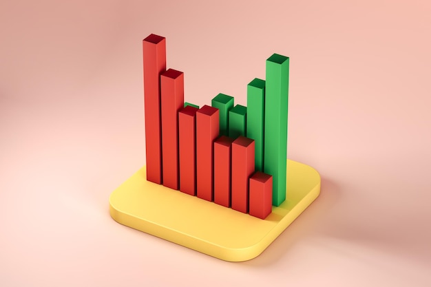 Estadísticas del mercado rojo y verde sobre fondo verde