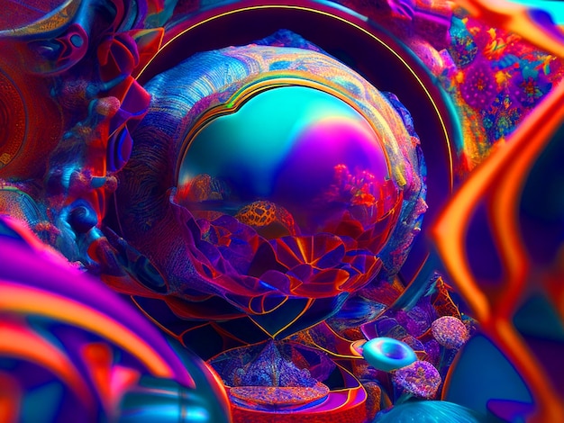 Foto estado de sueño visionario psicodélico tripe sereno hermoso color profundo colorido hiperrealismo maximalis