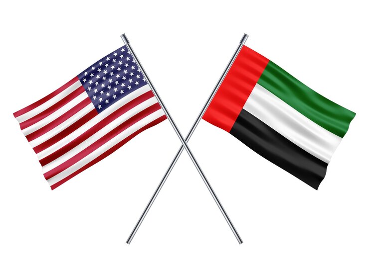 Estados Unidos y los Emiratos Árabes Unidos Amistad Bandera 3d Ilustración