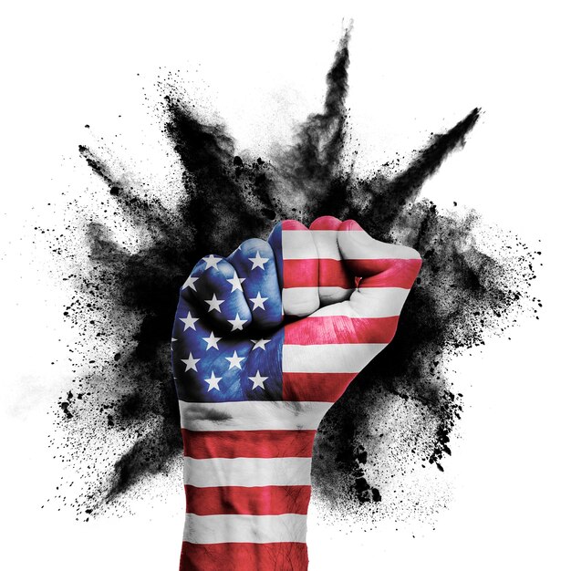 Estados Unidos levantó el puño con el concepto de protesta de poder de explosión de polvo