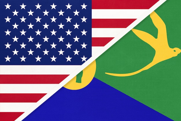 Estados Unidos vs Christmas Island bandera nacional de textiles. Relación entre dos países americanos y asiáticos.