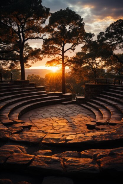 Foto estágio de anfiteatro ao ar livre sereno ao nascer ou ao pôr-do-sol ia gerativa