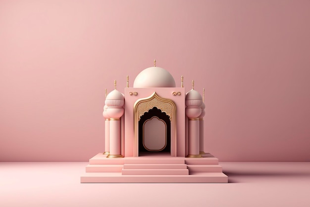 Estágio de produto 3d, ramadhan, sálvia rosa, tema islâmico