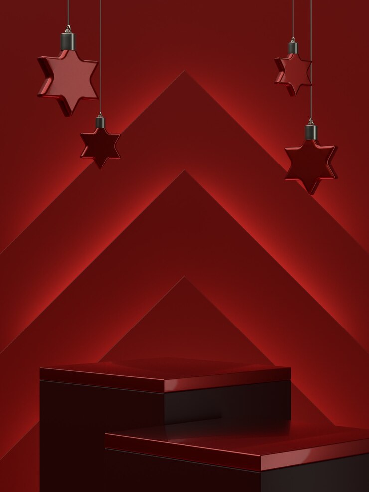 Estágio de produto de Natal elegante para banner ou promoção de produto luxuoso. Ilustração 3D