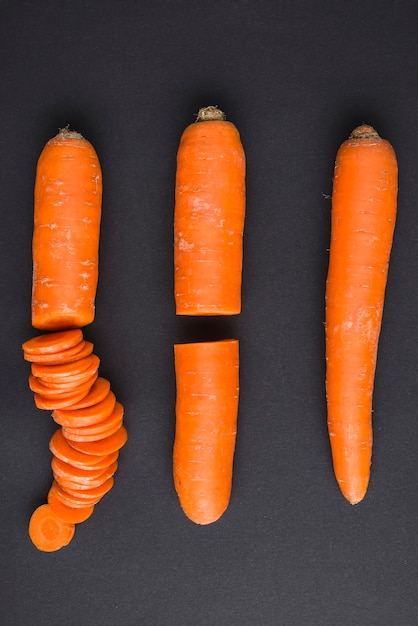 Estágios de cortar cenoura