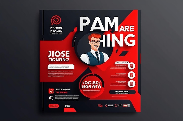Foto estamos contratando vacantes de trabajo en las redes sociales con plantilla de diseño de banner con color rojo