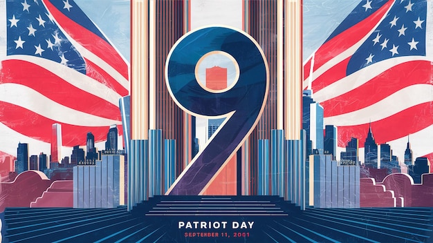 Foto estampa de bandera del día del patriota del 11 de septiembre día de la conmemoración generativo ai