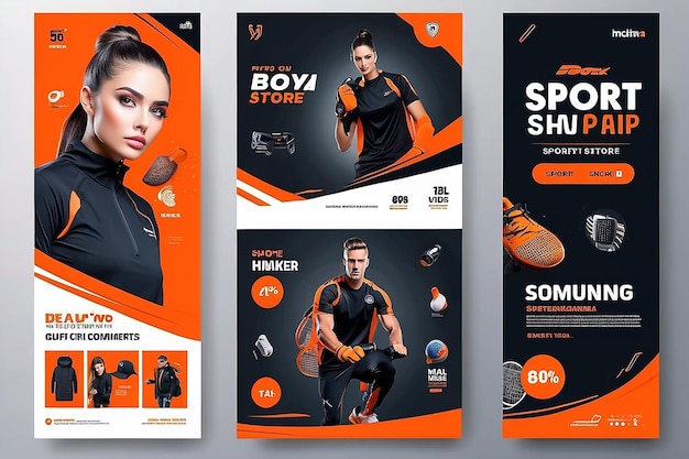 Foto estampa de banner de medios sociales tienda de compras deportivas con un concepto moderno.