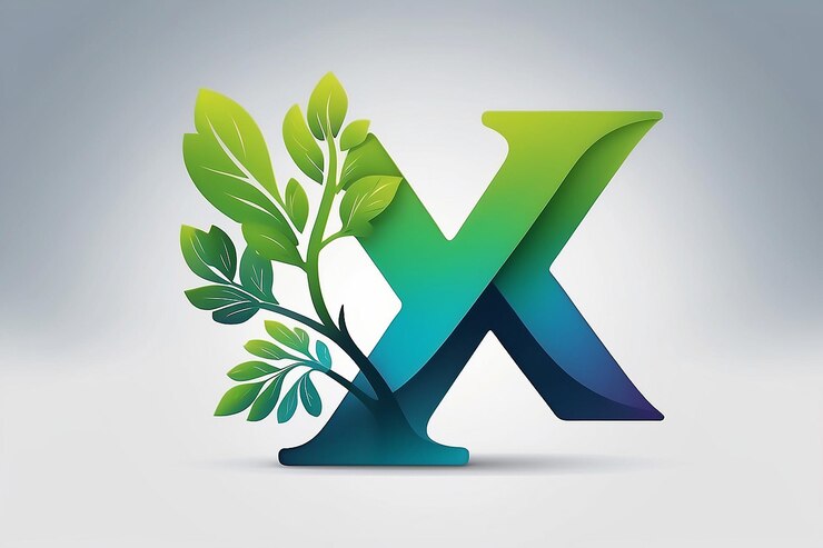 Foto estampa de diseño de estilo gradiente de letra natural x logotipo para la identidad corporativa de marca