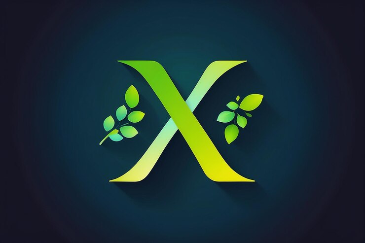 Foto estampa de diseño de estilo gradiente de letra natural x logotipo para la identidad corporativa de marca