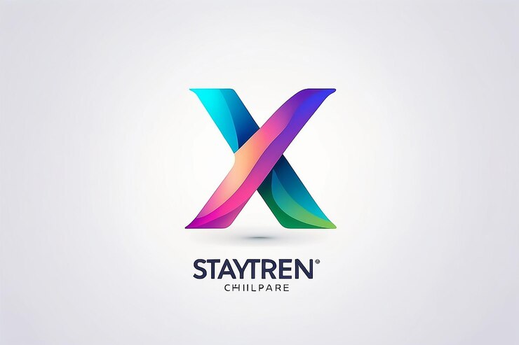 Foto estampa de diseño de estilo gradiente de letra natural x logotipo para la identidad corporativa de marca