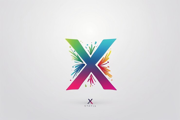 Foto estampa de diseño de estilo gradiente de letra natural x logotipo para la identidad corporativa de marca