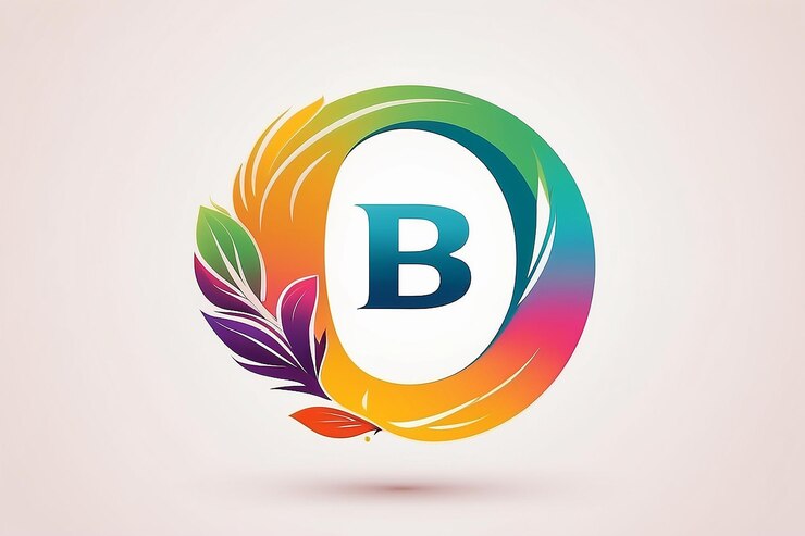 Foto estampa de diseño de logotipo de la letra b con estilo de gradiente natural de marca elegante
