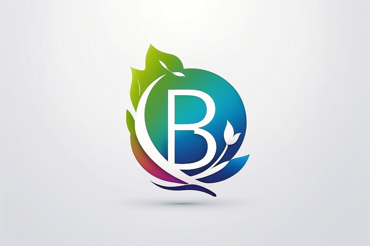 Foto estampa de diseño de logotipo de la letra b con estilo de gradiente natural de marca elegante