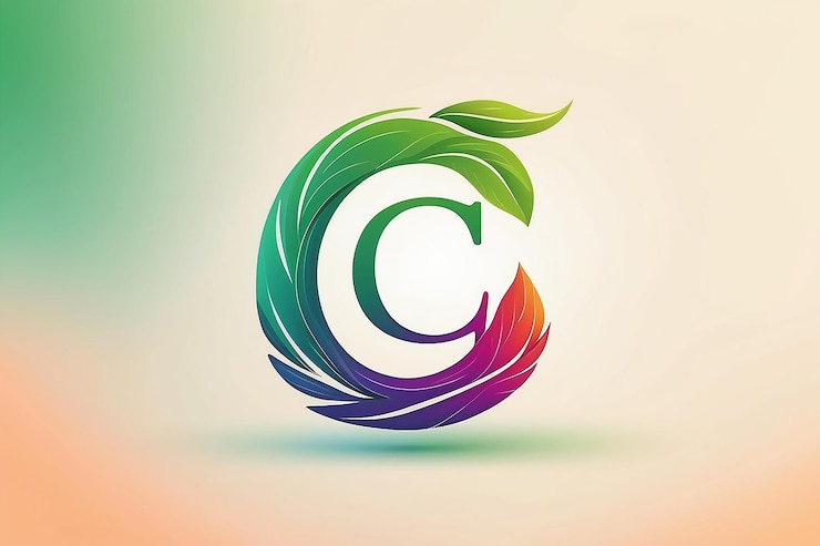Foto estampa de diseño de logotipo de la letra c con estilo de gradiente natural de marca elegante