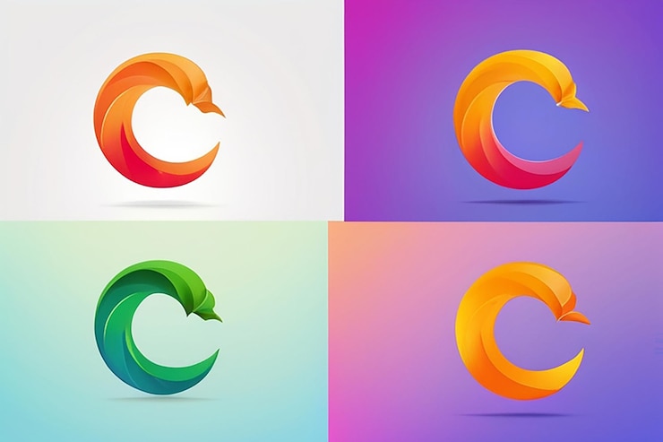 Foto estampa de diseño de logotipo de la letra c con estilo de gradiente natural de marca elegante