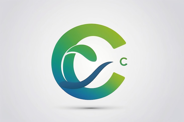 Foto estampa de diseño de logotipo de la letra c con estilo de gradiente natural de marca elegante