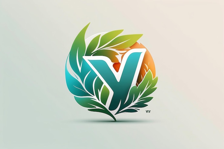 Foto estampa de diseño de logotipo de la letra y con estilo de gradiente natural de marca elegante