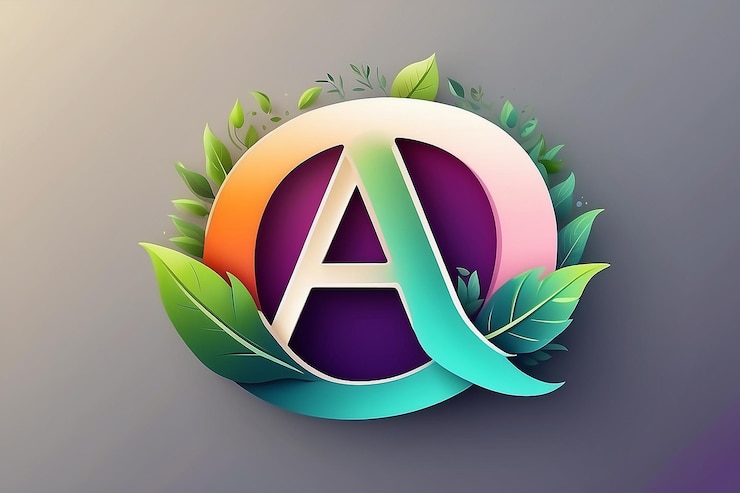 Foto estampa de diseño de logotipo de una letra de estilo natural con gradiente de marca elegante