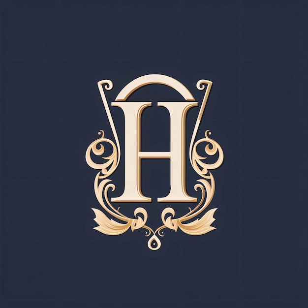 Foto estampa de diseño de logotipo de letra h ornamental de época diseño de logotipo elegante de letra h dorada de lujo