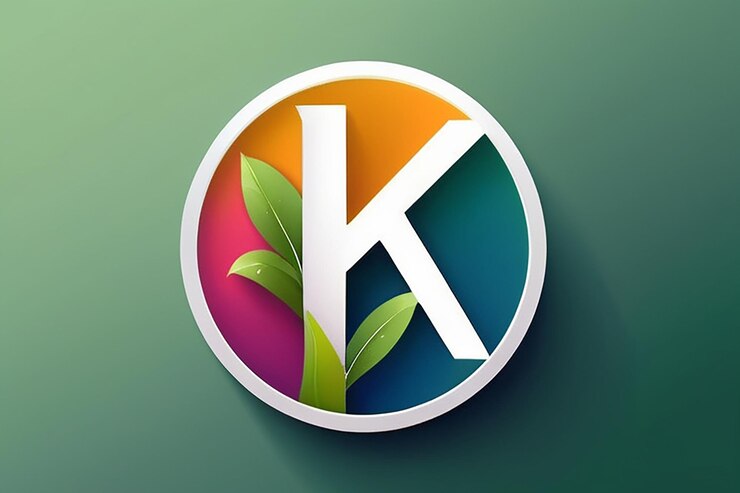 Foto estampa de diseño de logotipo de la letra k con estilo de gradiente natural de marca elegante