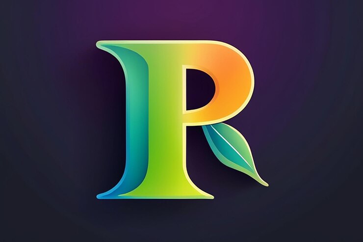 Foto estampa de diseño de logotipo de la letra r con estilo de gradiente natural de marca elegante