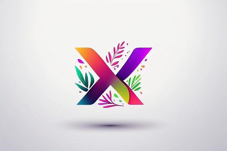 Foto estampa de diseño de logotipo de letra x con estilo de gradiente natural de marca elegante