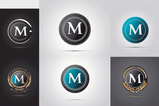 Foto estampa de diseño vectorial de logotipo corporativo m de identidad de marca