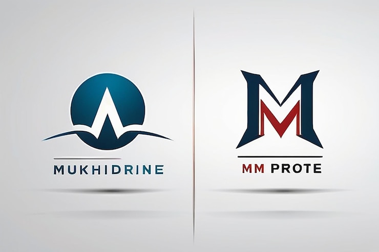 Foto estampa de diseño vectorial de logotipo corporativo m de identidad de marca