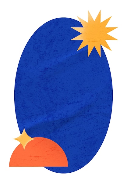 Estampa geométrica png ovalada de forma azul con espacio para copiar