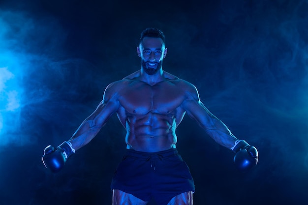 Estampa para una revista deportiva sobre el tema del boxeo con espacio de copia Mockup para publicidad de apuestas