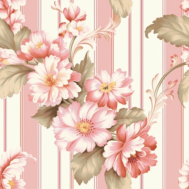 Estampado de estilo campestre floral rosa a rayas enlosables de patrones sin fisuras para papel de envolver papel tapiz con flores de rosas campestres inglesas para tela de álbumes de recortes e idea de diseño de productos