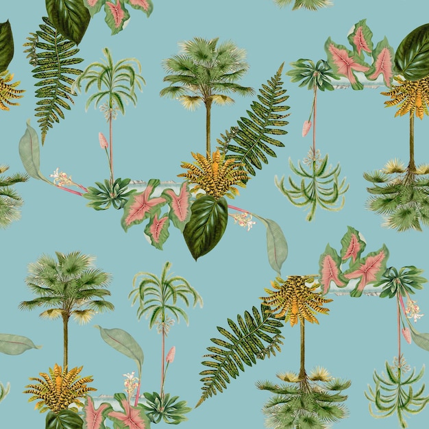 Estampado floral tropical con patrón