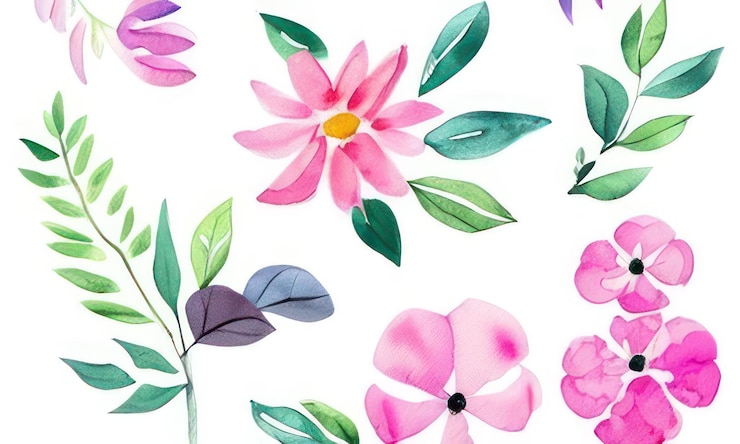 Foto estampado de flores en acuarela