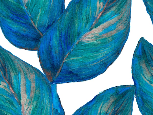 Estampado de trajes de baño clásicos de color azul e índigo con hojas tropicales. Diseño exótico hawaiano. Textura de tapicería.
