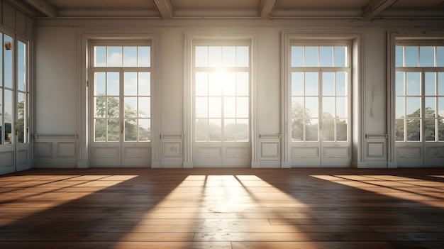 Se están instalando ventanas con luz natural que entra en habitaciones vacías