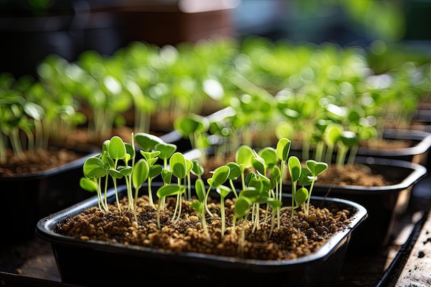 Se están plantando guisantes Las semillas de guisantes secos han brotado y ahora están listas para ser enterradas en suelo húmedo