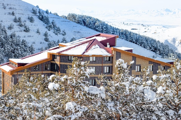 Estância de esqui Erzurum Palandoken, paisagem de inverno Conceito de férias de inverno