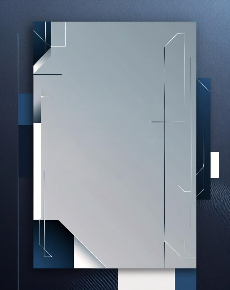 Estandarte azul moderno con onda minimalista y fondo blanco