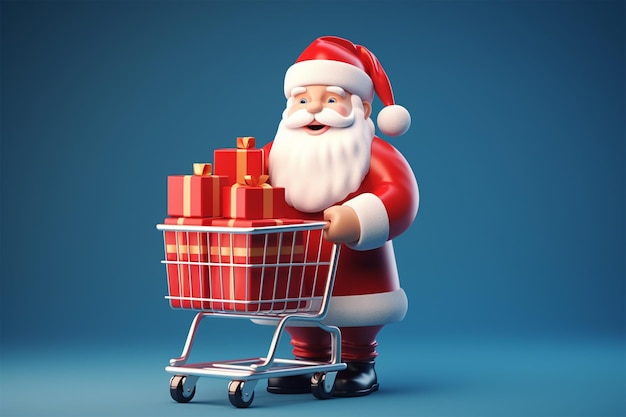 Estandarte de compras navideñas de Santa Claus con una mega