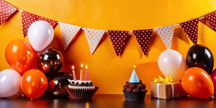 Foto estandarte de cumpleaños y celebración