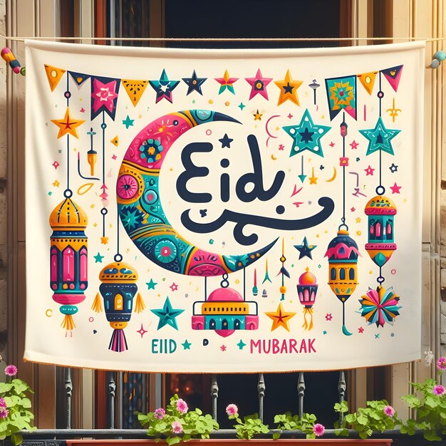 Foto el estandarte de eid mubarak