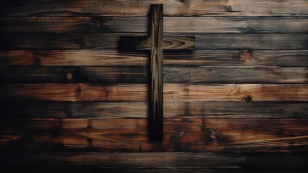 Un estandarte con un espacio de copia representa la imagen de una vieja cruz de madera Generativo Ai