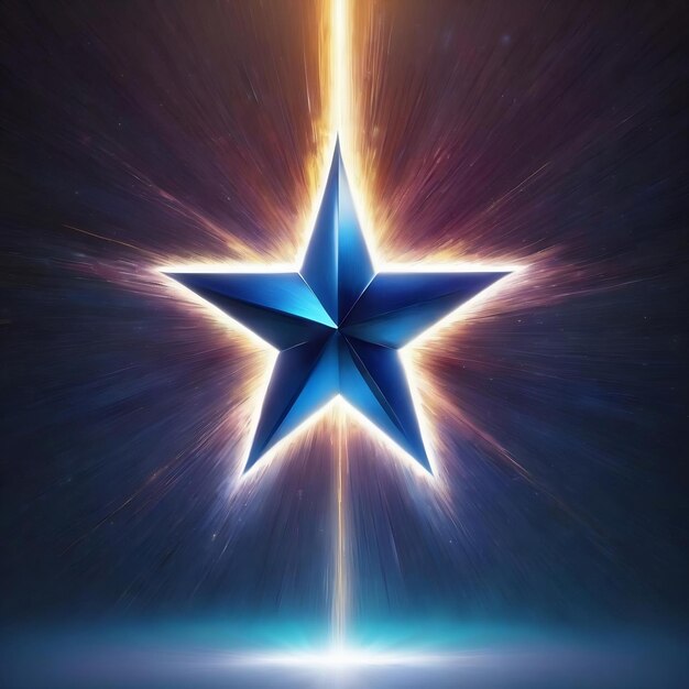 Estandarte con una estrella azul brillante con rayos