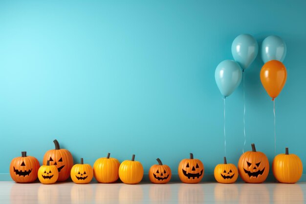 Estandarte de fondo de naranja y globos festivo para Halloween IA generativa