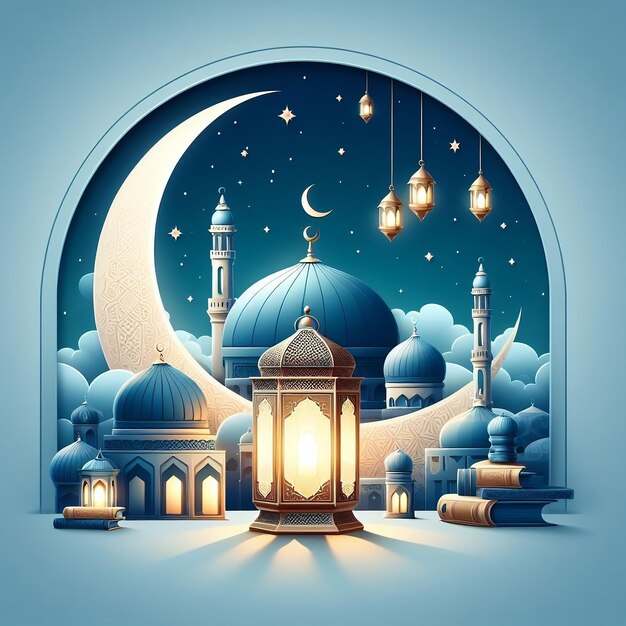 Estandarte de fondo para las tarjetas de felicitación de Ramadán Kareem y las cartas de vacaciones islámicas